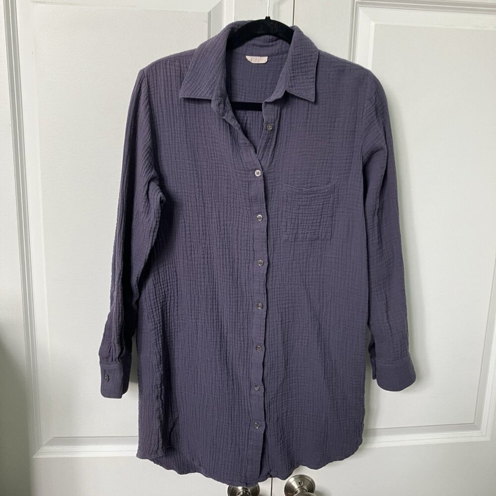 NAIF Purple Button-Down Long Sleeve Women's Top
